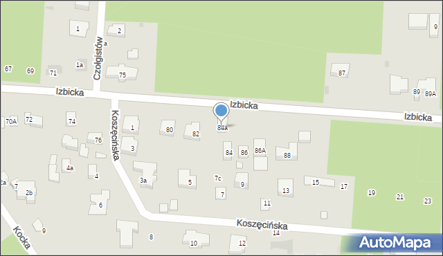 Warszawa, Izbicka, 84a, mapa Warszawy