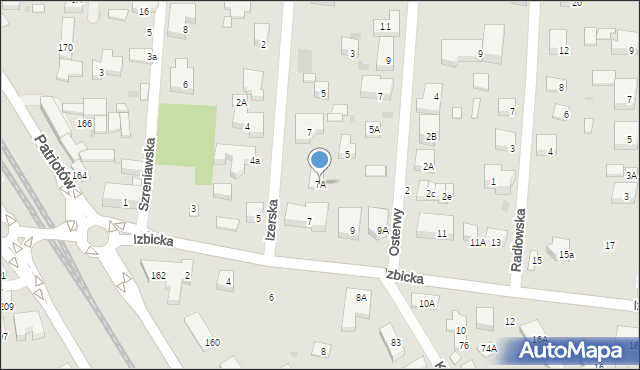 Warszawa, Izerska, 7A, mapa Warszawy