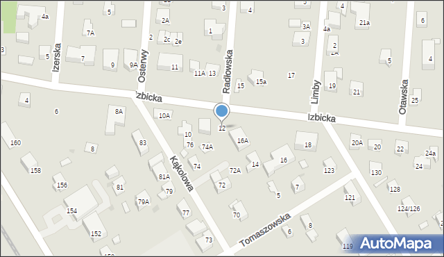 Warszawa, Izbicka, 12, mapa Warszawy