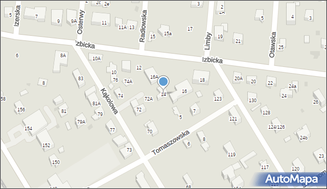 Warszawa, Izbicka, 14, mapa Warszawy