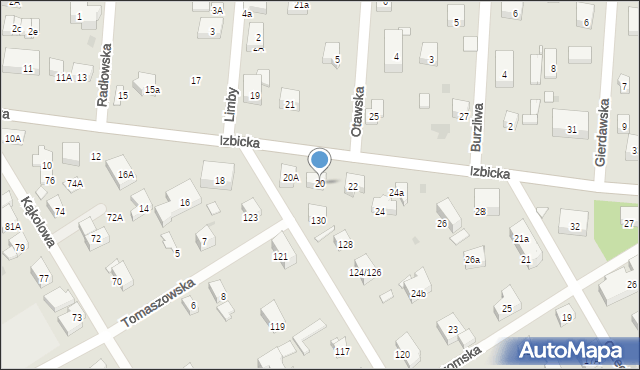 Warszawa, Izbicka, 20, mapa Warszawy