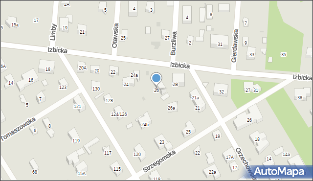 Warszawa, Izbicka, 26, mapa Warszawy