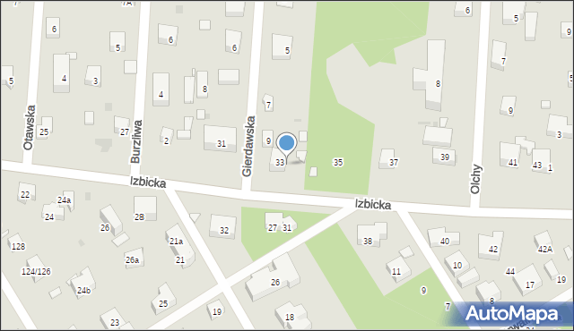 Warszawa, Izbicka, 33A, mapa Warszawy