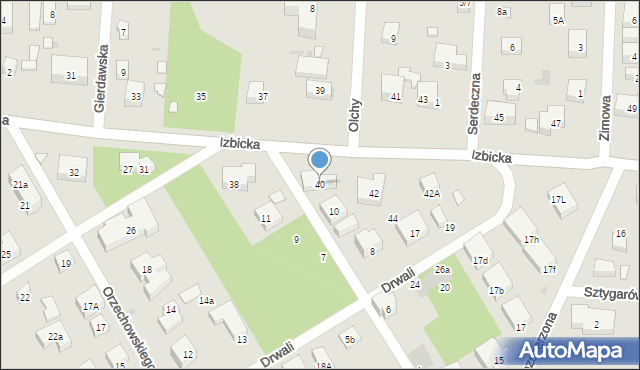 Warszawa, Izbicka, 40, mapa Warszawy