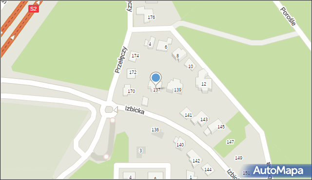 Warszawa, Izbicka, 137, mapa Warszawy