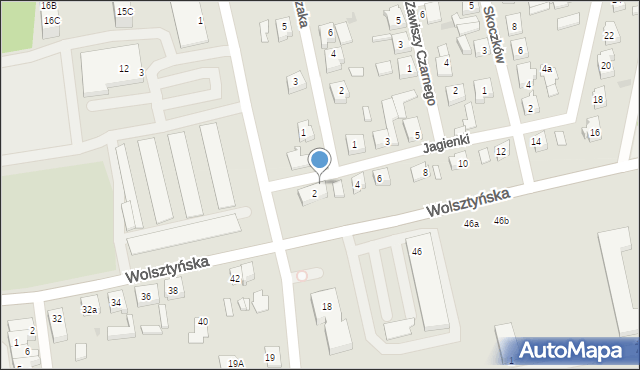 Babimost, Jagienki, 2b, mapa Babimost