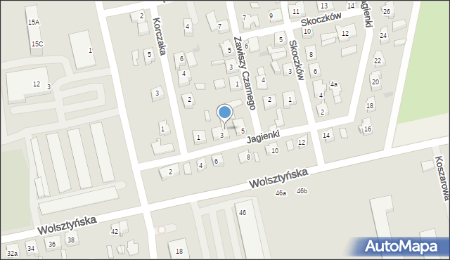 Babimost, Jagienki, 3B, mapa Babimost