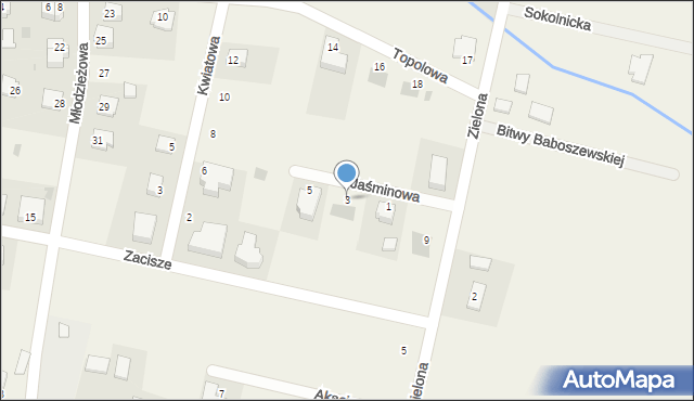 Baboszewo, Jaśminowa, 3, mapa Baboszewo