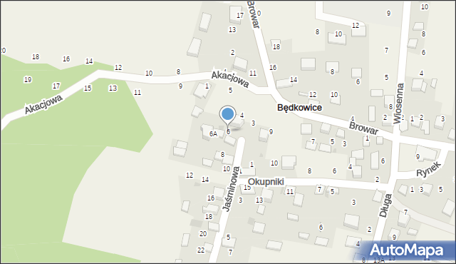 Będkowice, Jaśminowa, 6, mapa Będkowice