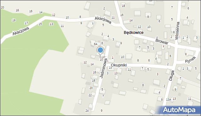 Będkowice, Jaśminowa, 93, mapa Będkowice