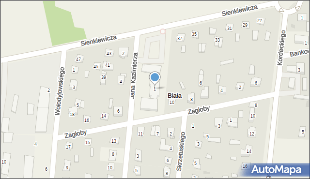 Biała, Jana Kazimierza, 1, mapa Biała