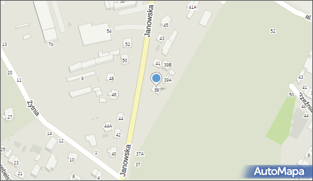 Biała Podlaska, Janowska, 39, mapa Białej Podlaskiej