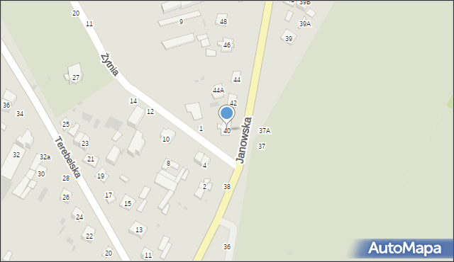 Biała Podlaska, Janowska, 40, mapa Białej Podlaskiej
