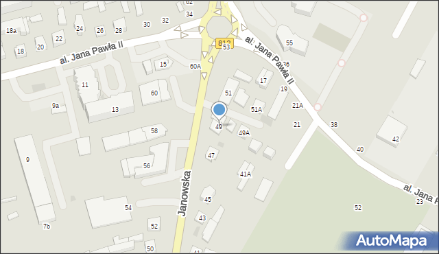 Biała Podlaska, Janowska, 49, mapa Białej Podlaskiej