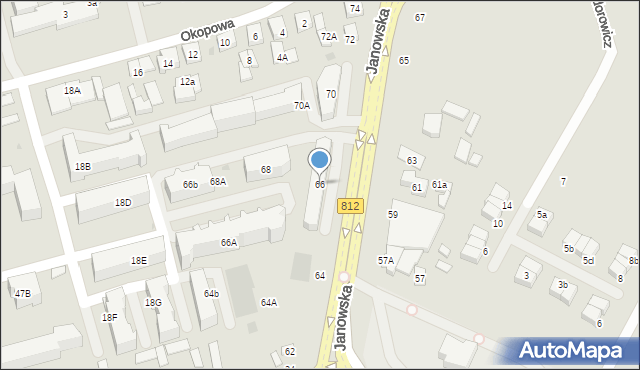 Biała Podlaska, Janowska, 66, mapa Białej Podlaskiej