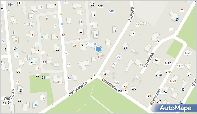 Biała Podlaska, Jarzębinowa, 1, mapa Białej Podlaskiej