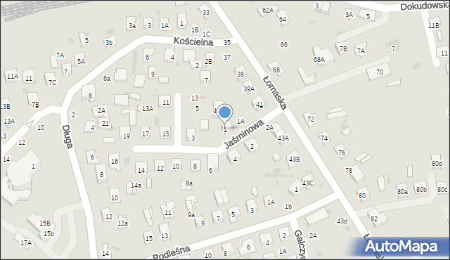 Biała Podlaska, Jaśminowa, 1, mapa Białej Podlaskiej