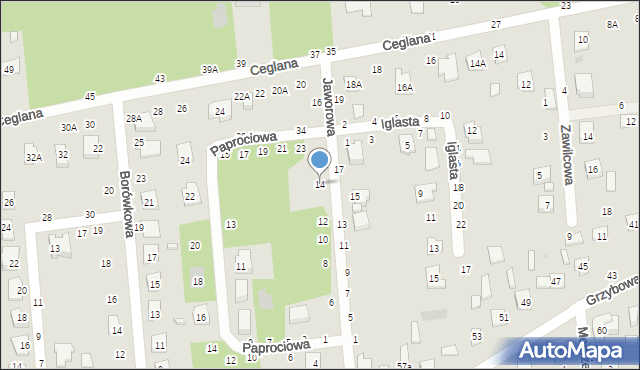 Biała Podlaska, Jaworowa, 14, mapa Białej Podlaskiej