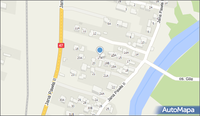 Biały Dunajec, Jana Pawła II, 17A, mapa Biały Dunajec