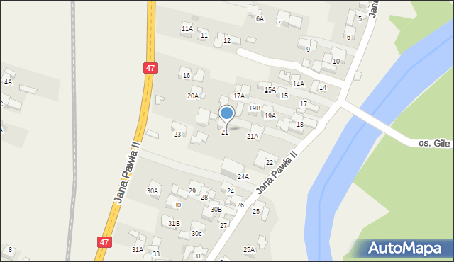 Biały Dunajec, Jana Pawła II, 21B, mapa Biały Dunajec