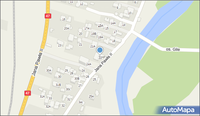 Biały Dunajec, Jana Pawła II, 22, mapa Biały Dunajec