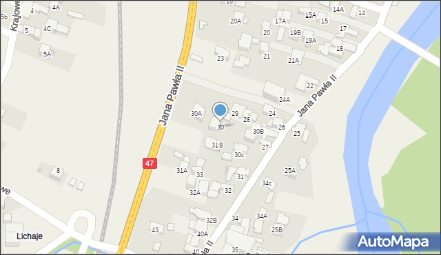 Biały Dunajec, Jana Pawła II, 30, mapa Biały Dunajec