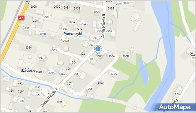 Biały Dunajec, Jana Pawła II, 300, mapa Biały Dunajec