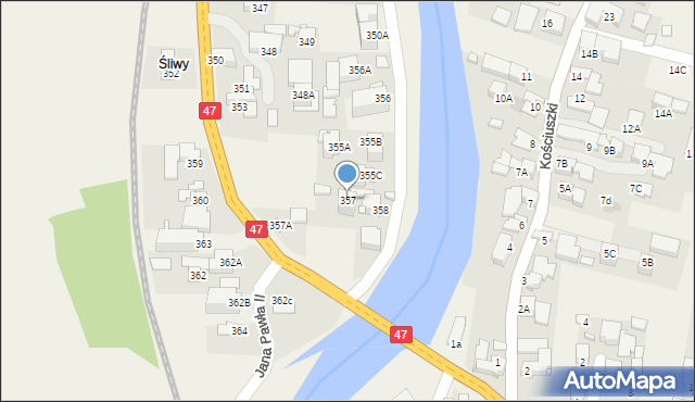 Biały Dunajec, Jana Pawła II, 357, mapa Biały Dunajec