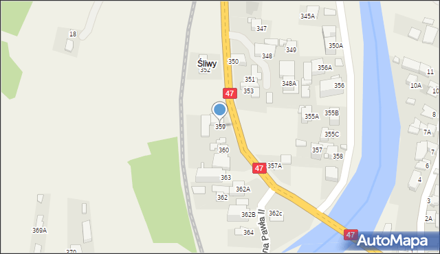 Biały Dunajec, Jana Pawła II, 359, mapa Biały Dunajec