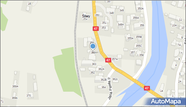 Biały Dunajec, Jana Pawła II, 361, mapa Biały Dunajec