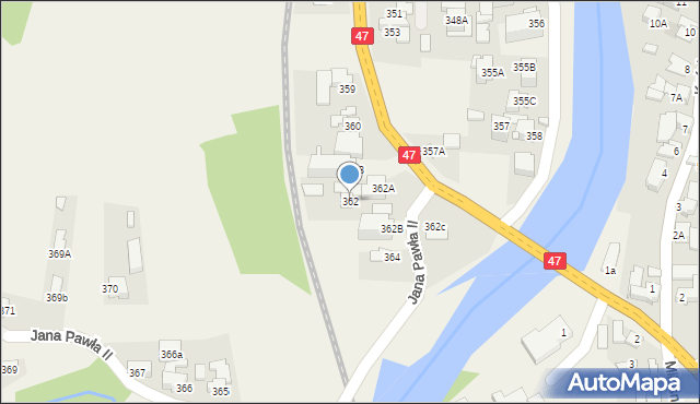 Biały Dunajec, Jana Pawła II, 362, mapa Biały Dunajec