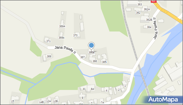 Biały Dunajec, Jana Pawła II, 366a, mapa Biały Dunajec
