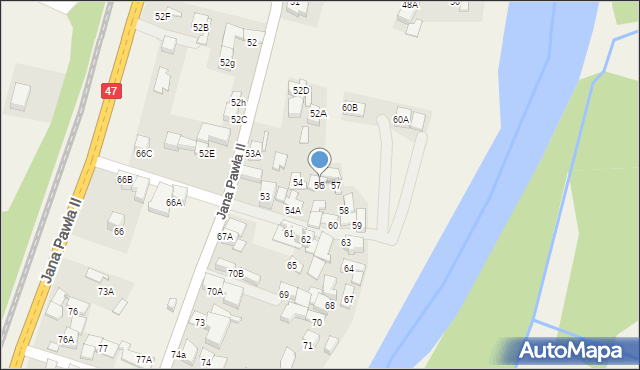 Biały Dunajec, Jana Pawła II, 56, mapa Biały Dunajec