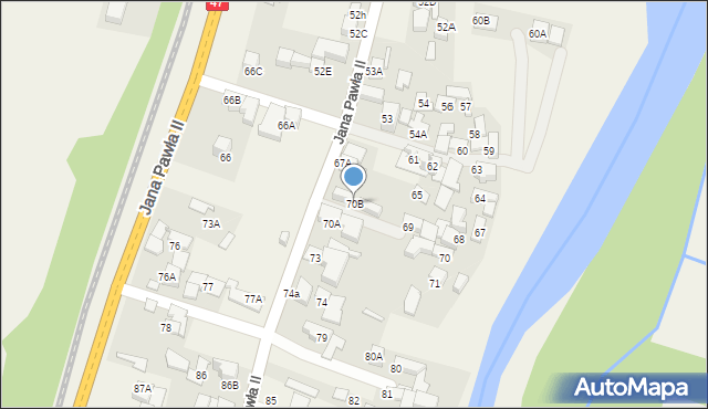 Biały Dunajec, Jana Pawła II, 70B, mapa Biały Dunajec