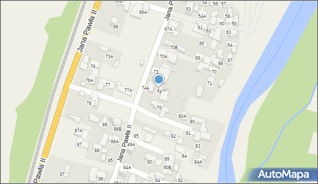Biały Dunajec, Jana Pawła II, 74, mapa Biały Dunajec