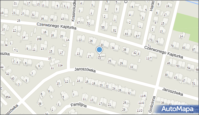 Białystok, Jaroszówka, 21, mapa Białegostoku