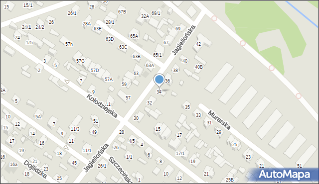 Białystok, Jagiellońska, 34, mapa Białegostoku