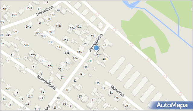 Białystok, Jagiellońska, 40, mapa Białegostoku