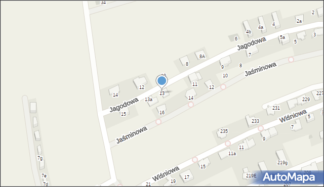 Bibice, Jagodowa, 13, mapa Bibice