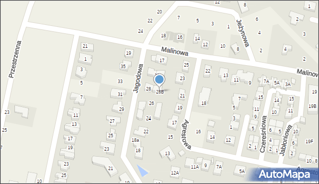 Bielany Wrocławskie, Jagodowa, 28B, mapa Bielany Wrocławskie