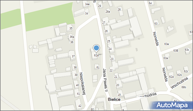 Bielice, Jana Pawła II, 61a, mapa Bielice