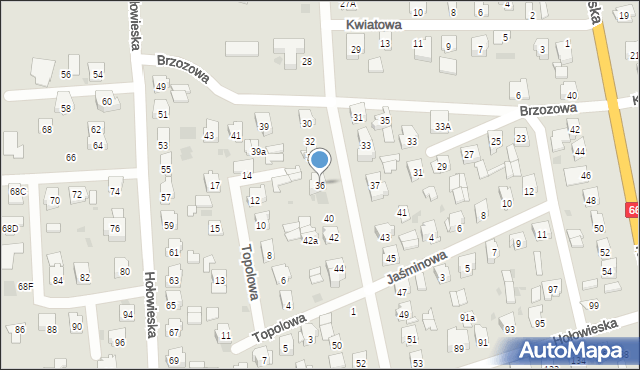 Bielsk Podlaski, Jarzębinowa, 36, mapa Bielsk Podlaski