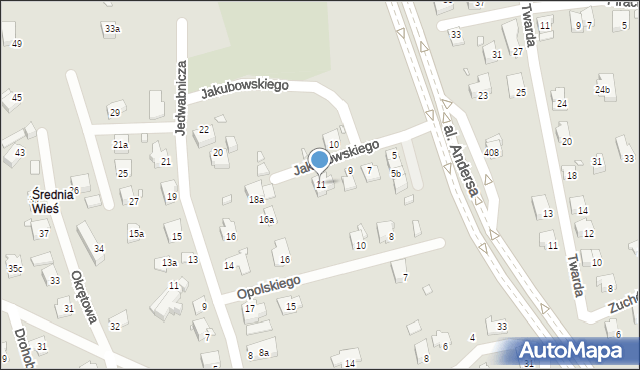 Bielsko-Biała, Jakubowskiego Bronisława, ks., 11, mapa Bielsko-Białej