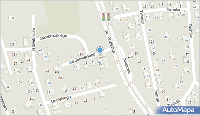 Bielsko-Biała, Jakubowskiego Bronisława, ks., 5, mapa Bielsko-Białej