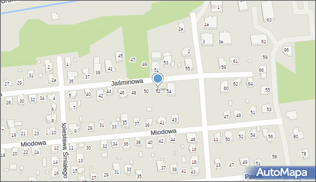 Bielsko-Biała, Jaśminowa, 52, mapa Bielsko-Białej