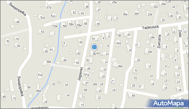 Bielsko-Biała, Jagienki, 61, mapa Bielsko-Białej