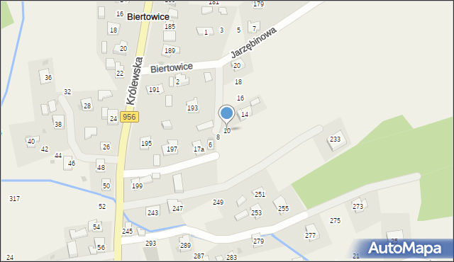 Biertowice, Jarzębinowa, 10, mapa Biertowice