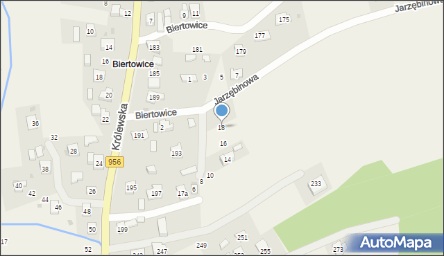 Biertowice, Jarzębinowa, 18, mapa Biertowice