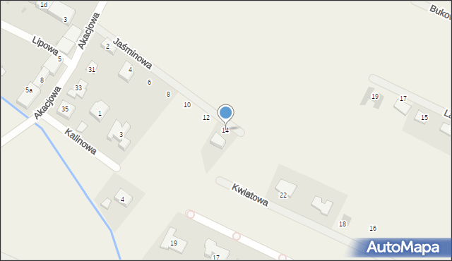 Biestrzyków, Jaśminowa, 14, mapa Biestrzyków