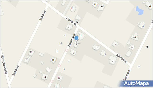 Biestrzyków, Jaworowa, 3, mapa Biestrzyków